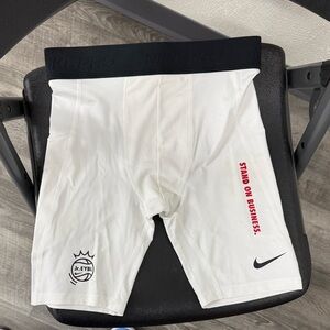 Nike Jr. EYBL White Youth Compression Shorts with Red and Black Accents